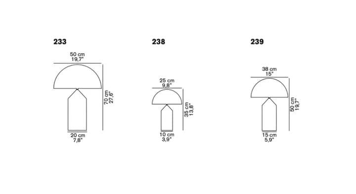 Atollo large 233 bords/golvlampa metall, satin bronze, large Oluce