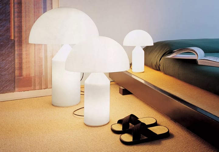 Atollo large 235 bords/golvlampa glas, Opal Oluce