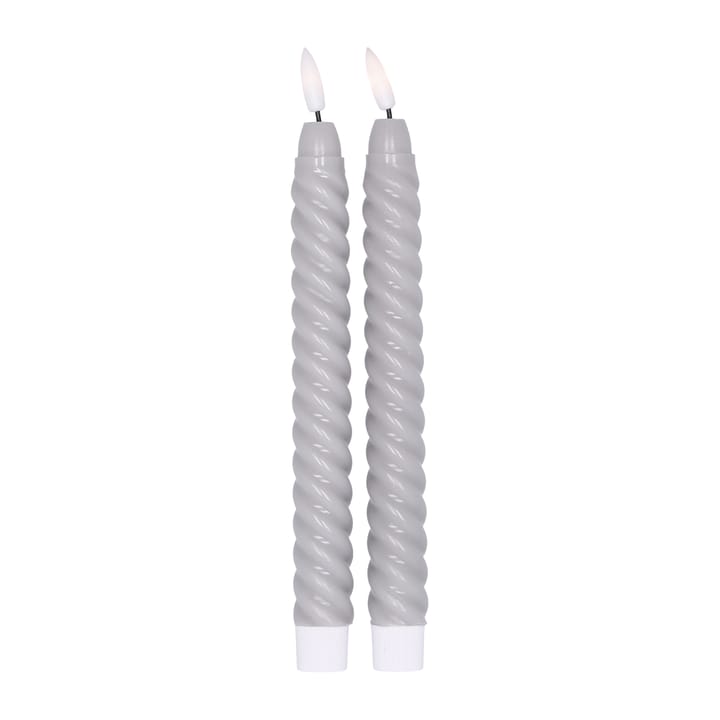 Twisted LED-candle 25 cm 2-pack, grey Scandi Essentials