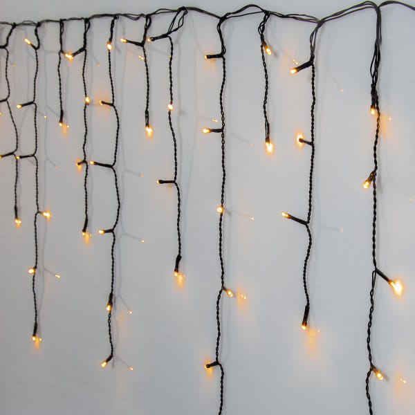 Golden Warm White Icicle String Lights 590x55 cm, Black Star Trading