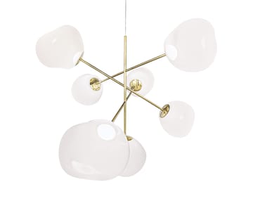 Melt Chandelier large LED 196 cm - Opal-gold - Tom Dixon